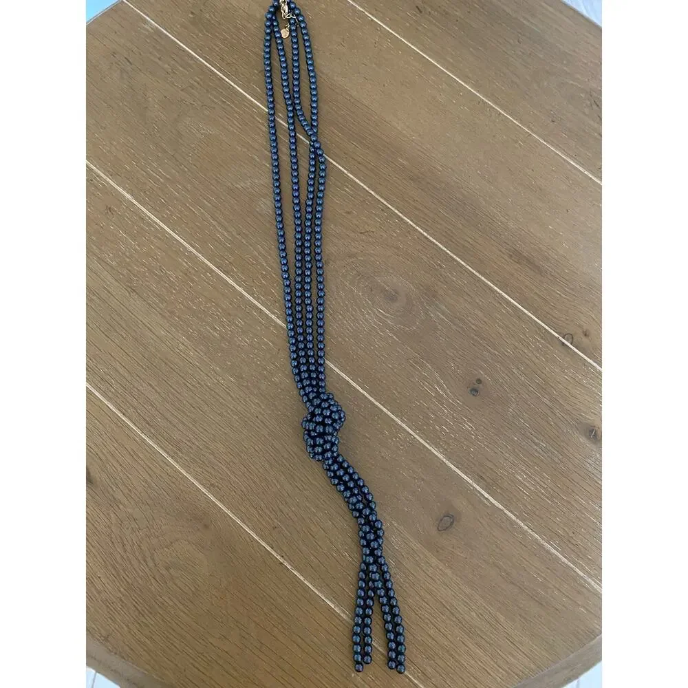 NWOT Charter club, navy faux pearl beaded necklace - Picture 4 of 5